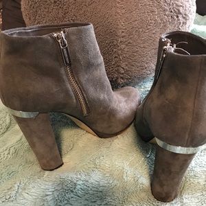 Michael Kors gray suede heeled booties